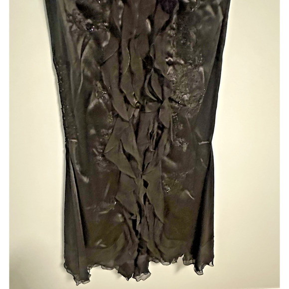 Mandalay Gown 12 Maxi Mermaid V-Neck Ruffle Satin Black NWT Fairygoth - Picture 5 of 13